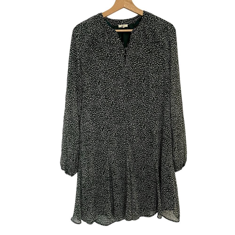 Joie forest fairy polka dot long sleeved midi dress women's size M a-line green